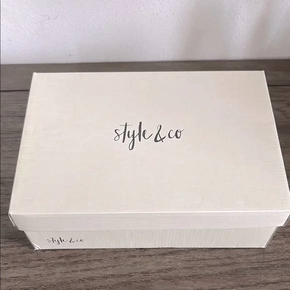 NIB [Style & Co.] Leeza Faux Leather Open Toe Mid Wedge in White Croc Women’s 11 - Picture 13 of 14